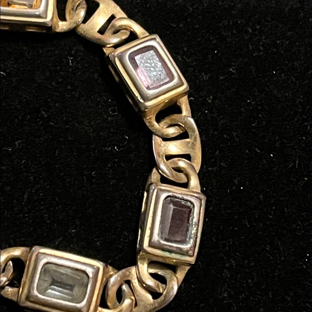 Elegant Gold and Multicolor 925 Sterling Silver Stamp Bracelet - Picture 6 of 17